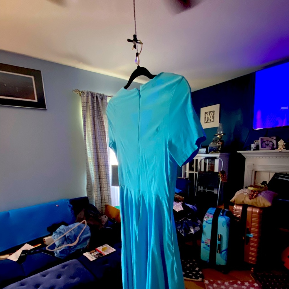 Aqua zippered xl dress with pockets